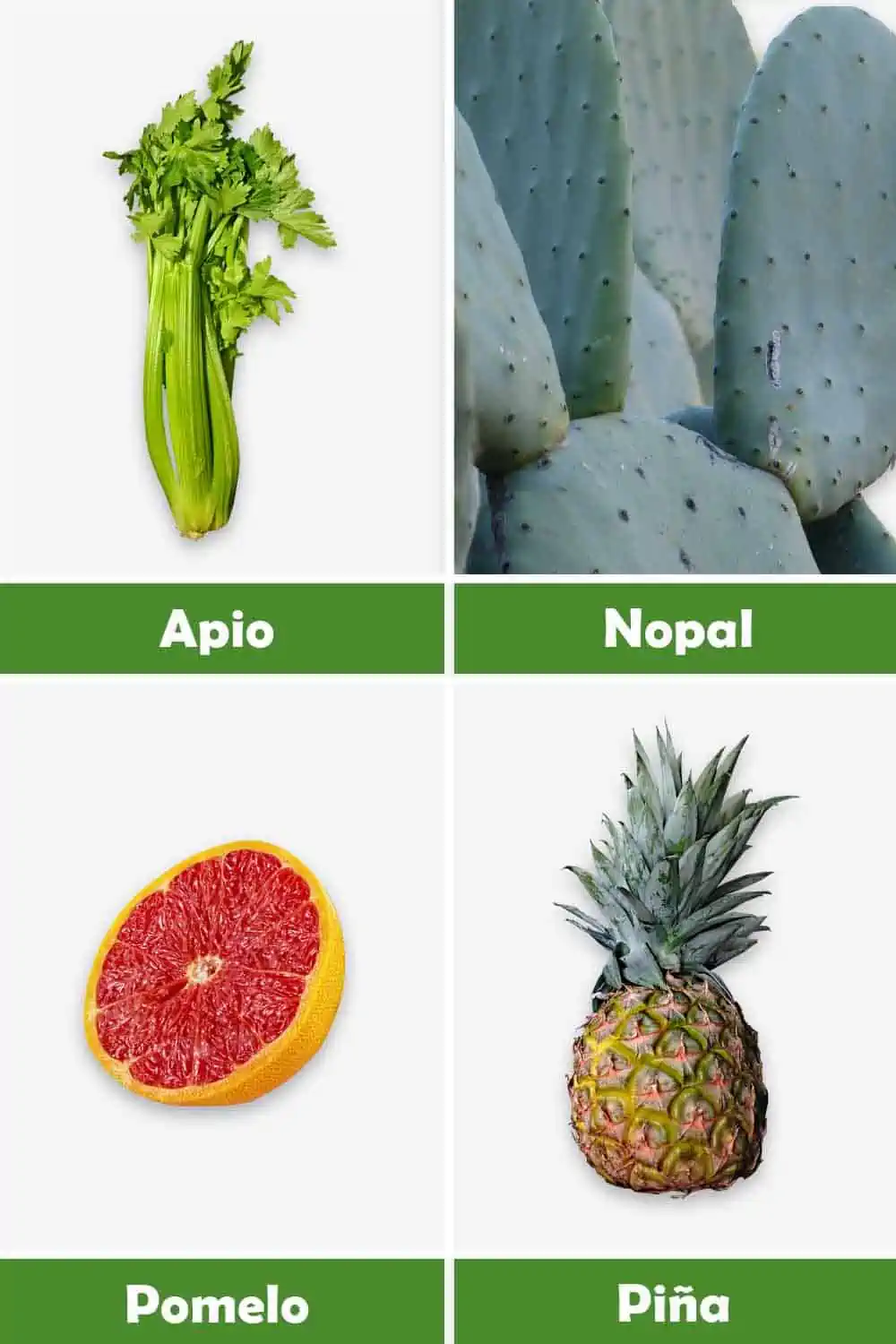 APIO, NOPAL, POMELO Y PIÑA