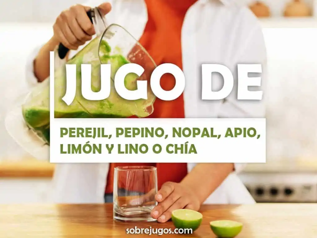 JUGO DE PEREJIL, PEPINO, NOPAL, APIO, LIMÓN Y LINO O CHÍA