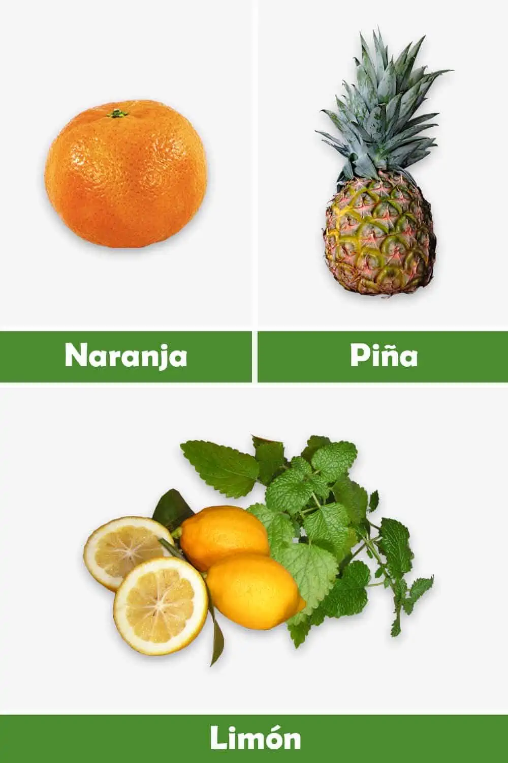 NARANJA, PIÑA Y LIMÓN