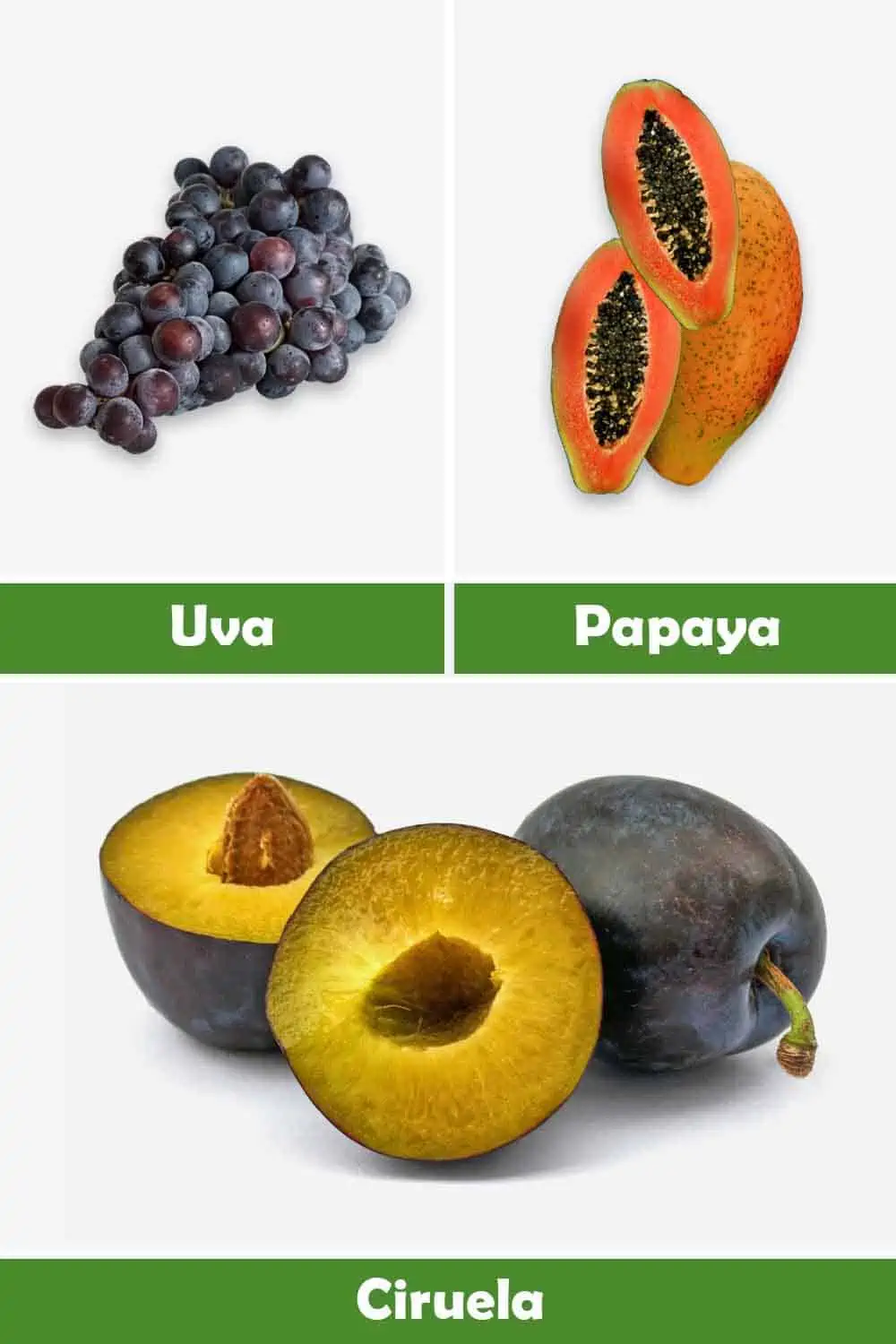 UVA, PAPAYA Y CIRUELA