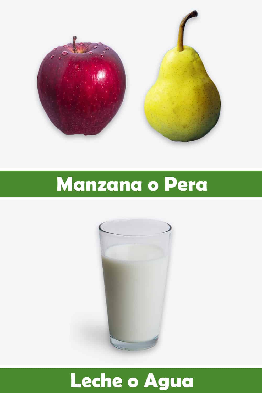 MANZANA O PERA Y LECHE