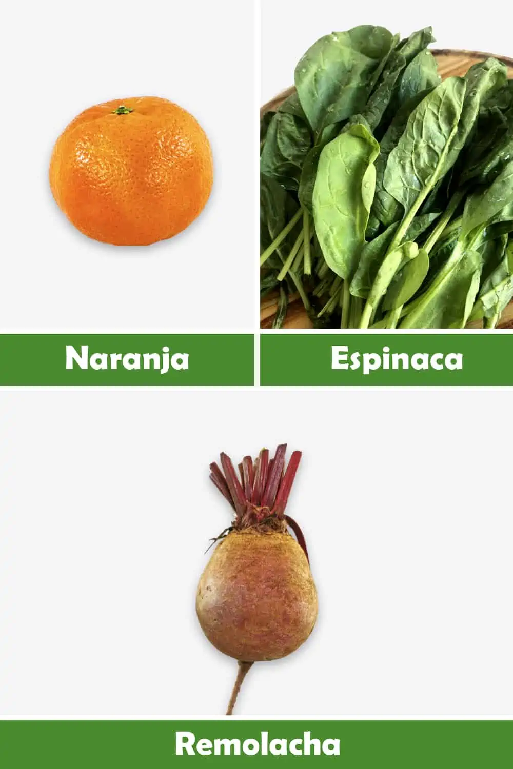 NARANJA, ESPINACA Y REMOLACHA