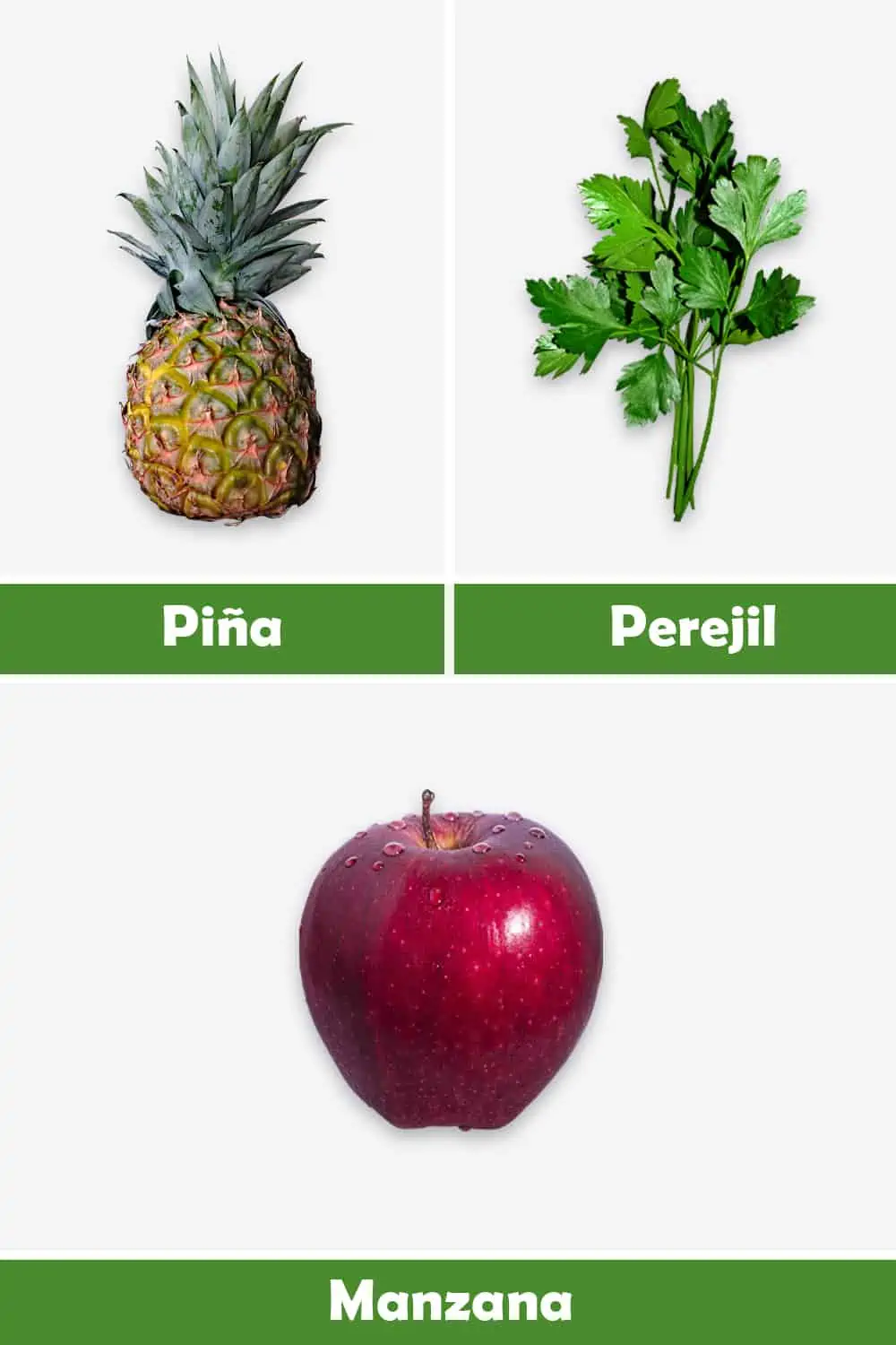 PIÑA, PEREJIL Y MANZANA