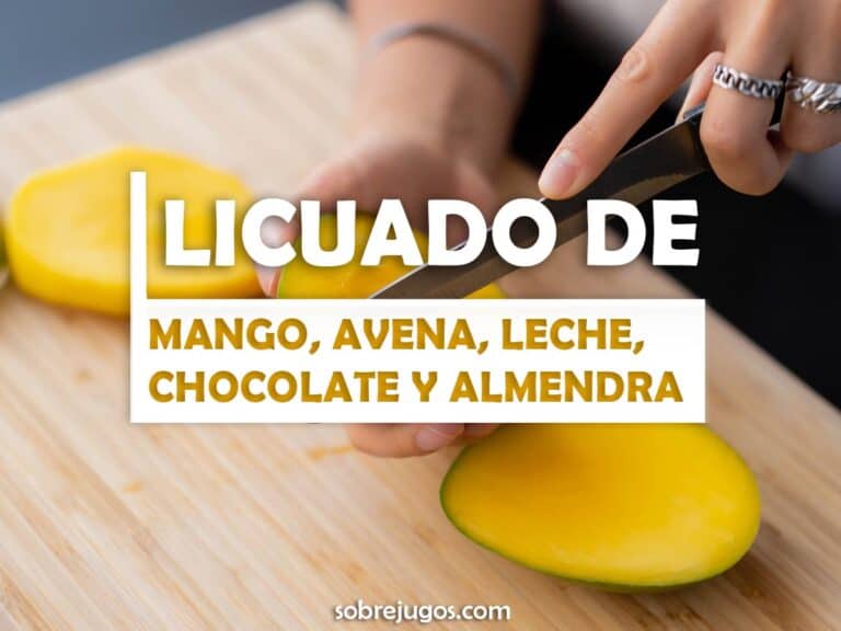 JUGO DE MANGO, ALMENDRA, LECHE, CHOCOLATE Y AVENA